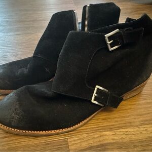 Black Suede Ankle Boots with Buckles